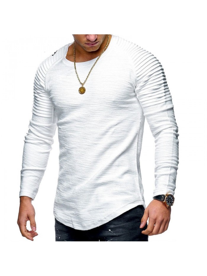 New Men's Brand O-Neck Irregular T-shirts Tees Male Casual Long Sleeve T shirt Slim Fit Fitness Gyms T-shirts
