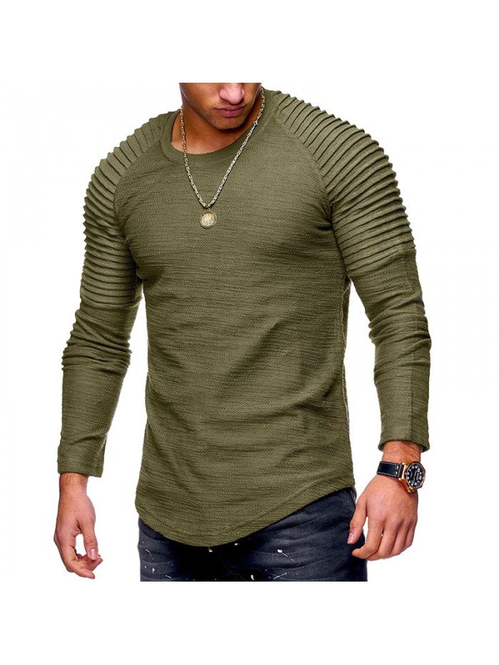 New Men's Brand O-Neck Irregular T-shirts Tees Male Casual Long Sleeve T shirt Slim Fit Fitness Gyms T-shirts