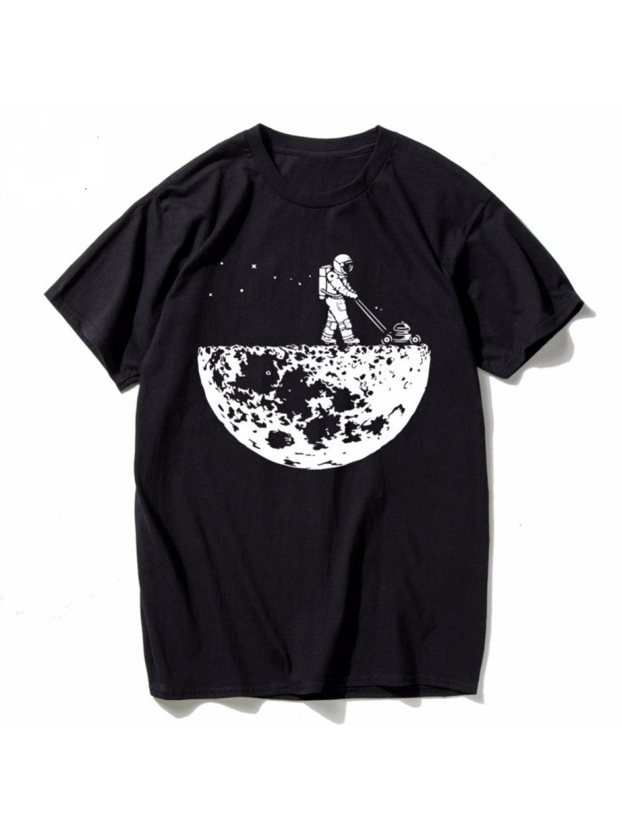 Funny T shirts Men Summer Fashion Climb To The Moon Printed Tshirt Casual Short Sleeve O-neck T-shirt Cotton Tops Tees