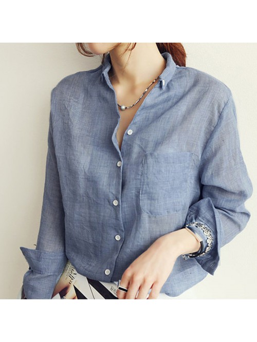 Womens Tops Fashion 2018 Autumn Linen White Shirt ...
