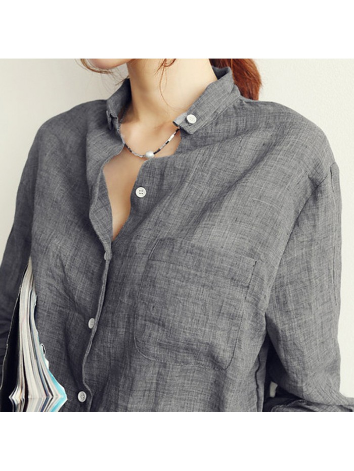 Womens Tops Fashion 2018 Autumn Linen White Shirt Women Long Sleeve Blouse Korean Woman Clothes