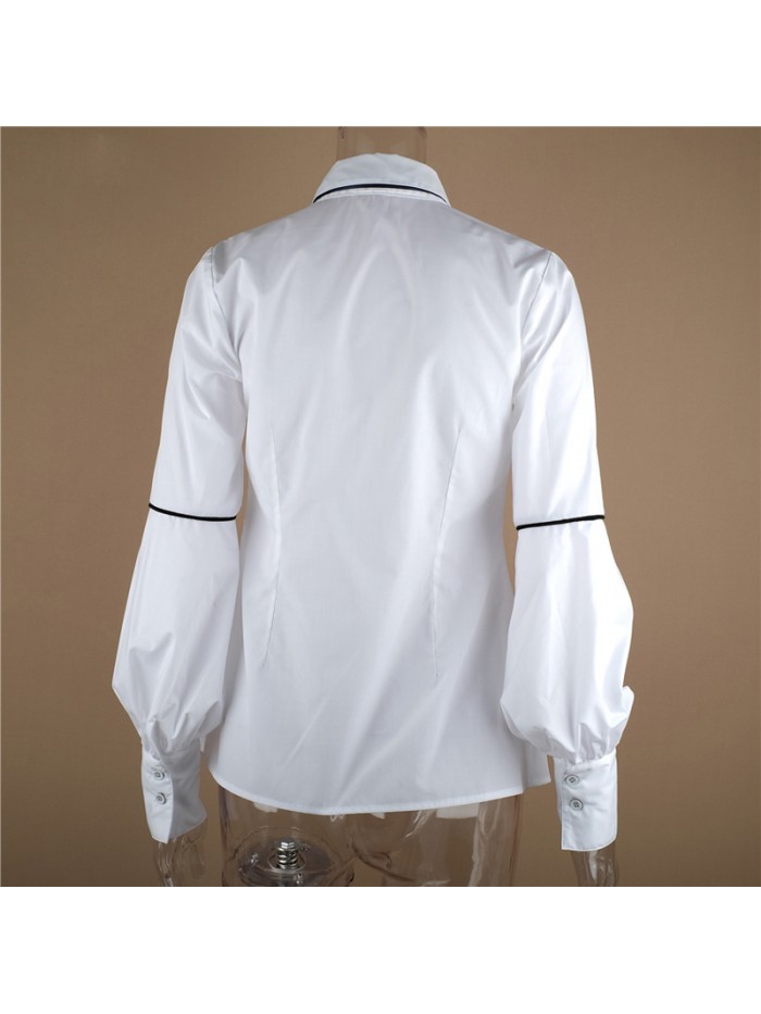 Fashion Women's Long Sleeve Cotton Ruffles Bodycon Blouse Shirt Top Casual Shirt Autumn Party Office Tops Blouse Outwear Clothes