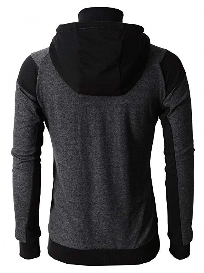 Mens Fashion Double Zipper Closer Hoodie Zip-Up 