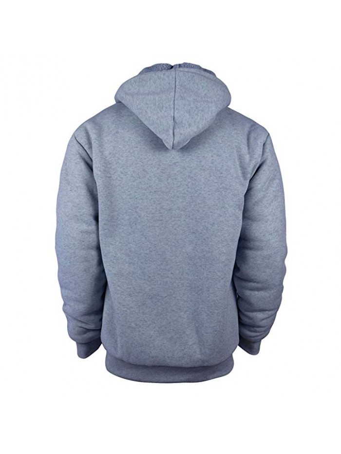 Heavyweight Sherpa Lined Plus Sizes Warm Fleece Full Zip Mens Hoodie Padded Sleeve & Rib Cuffs
