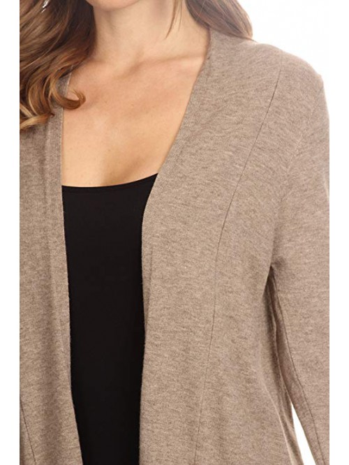 Womens Basic Open Front Knit Cardigan Sweater Top ...