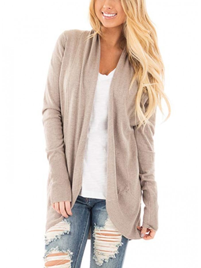 Women's Soft Knit Sweater Outwear Open Front Kimono Cardigans