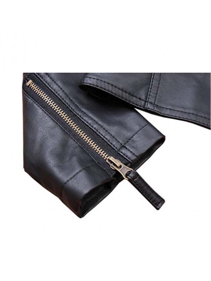 Women's Slim Tailoring Faux Leather PU Short Jacket Coat US Size