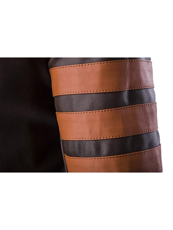 Men Vintage Faux Leather Motorcycle Jacket Brown