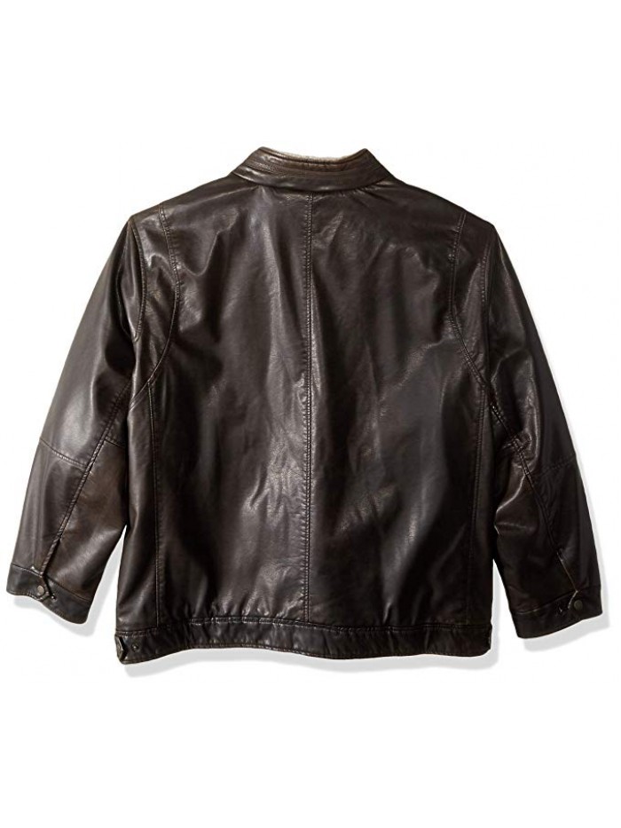 Men's Vintage Deer Faux Leather Sherpa Military Jacket