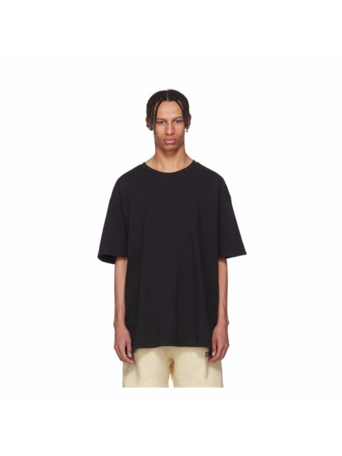 Double stranded double yarn fabric T-shirt fog black and white couple hip-hop short sleeved