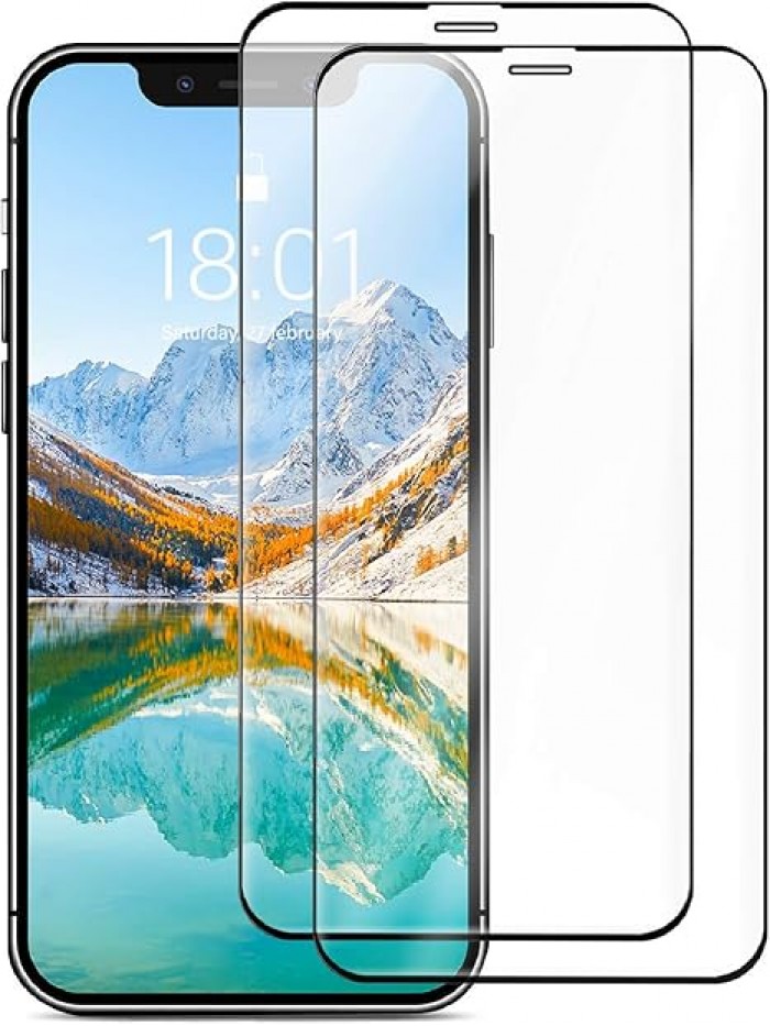 Amazon Basics Bubble Free, Case Friendly Tempered Glass Screen Protector for iPhone XR/11, HD Clear, Anti Scratch, 9H Hardness, 6.1 Inch, 2-Pack