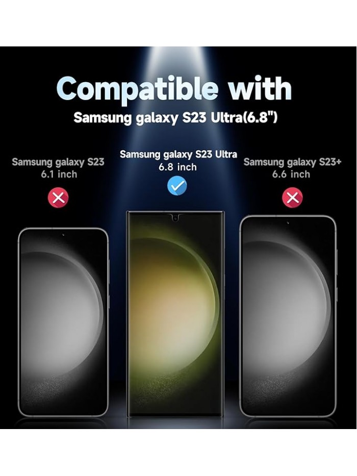 MAGIC JOHN 2 Pack for Samsung Galaxy S23 Ultra Screen Protector [PET Film Material Not Glass] 6.8 inch,[100% Fingerprint ID Compatible] Easy Installation Tray, Shock-Resistant, 3D Curved, Bubble Free, Scratch Proof, HD Clear, Case Friendly