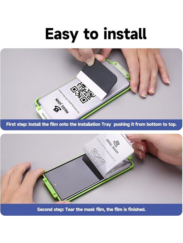 MAGIC JOHN 2 Pack for Samsung Galaxy S23 Ultra Screen Protector [PET Film Material Not Glass] 6.8 inch,[100% Fingerprint ID Compatible] Easy Installation Tray, Shock-Resistant, 3D Curved, Bubble Free, Scratch Proof, HD Clear, Case Friendly