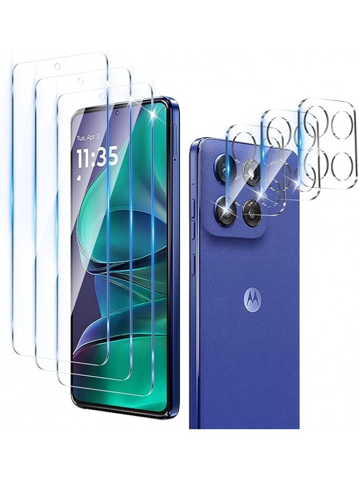 LZAYN 3 Pack Screen Protector Designed for Motorola Moto G Stylus 5G 2025 with 3 Pack Tempered Glass Camera Lens Protector,Ultra HD Clear,9H Hardness,Easy Install - Case Friendly,Scratch Resistant