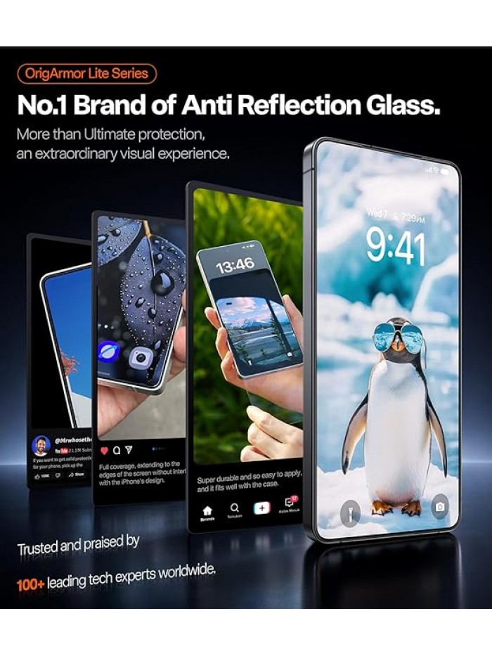 TORRAS OrigArmor for Samsung Galaxy S26 Ultra Screen Protector [100% Anti Reflection] [Full Coverage Fit] Military-Grade Shatterproof 9H+ Tempered Glass Anti-Scratch Screen Protector S26 Ultra 1-Pack
