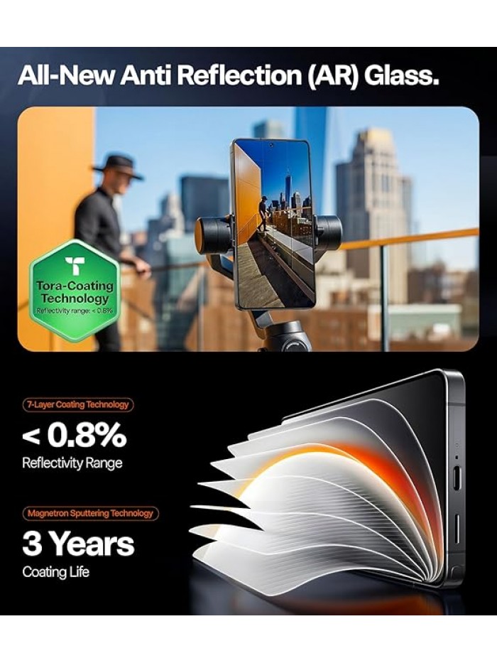 TORRAS OrigArmor for Samsung Galaxy S26 Ultra Screen Protector [100% Anti Reflection] [Full Coverage Fit] Military-Grade Shatterproof 9H+ Tempered Glass Anti-Scratch Screen Protector S26 Ultra 1-Pack