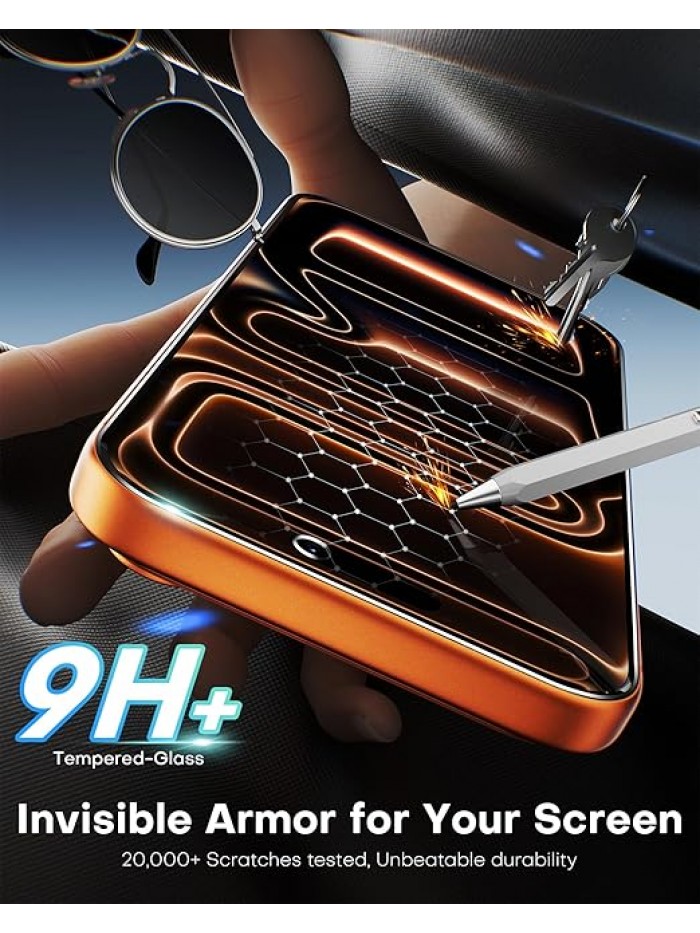 OMOTON Privacy Screen Protector for iPhone 17 Pro Max [Auto-Align Installation], Tempered Glass with 9H+ Hardness & 12FT Military Grade Shatterproof, 100% Anti-Spy, Full Coverage Protection, 2 Pack