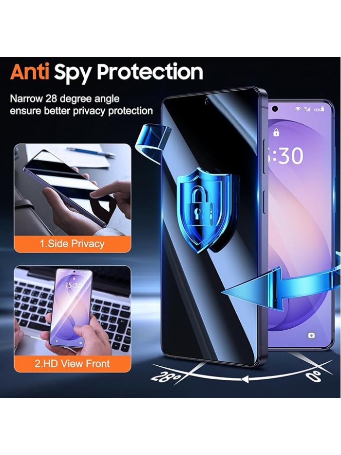 UniqueMe for S26 Ultra Privacy Screen - 2 PACK Samsung Galaxy S26 Ultra Privacy Screen Protector [Fingerprint Unlocking] Easy Installation,Bubble-Free,Anti-Spy,9H Tempered Glass,3D Full-coverage