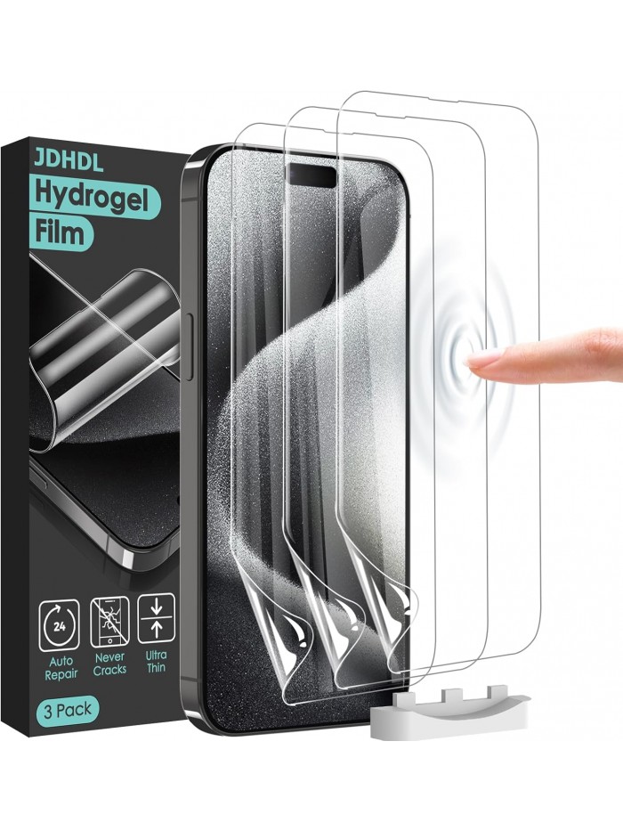 JDHDL[3 Pack Soft Hydrogel Film Screen Protector for iPhone 15 Pro Max/iPhone 15 Plus, Upgraded Non-breakable Flexible TPU for iPhone 15 Pro Max Screen Protector Film (NOT Glass)