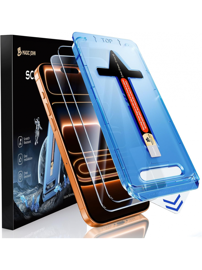MAGIC JOHN 2 Pack for iPhone 17 Pro Max 6.9 inch Tempered Glass Screen Protector, Auto Dust-Elimination, Bubble Free, HD Clear, Easy Installation