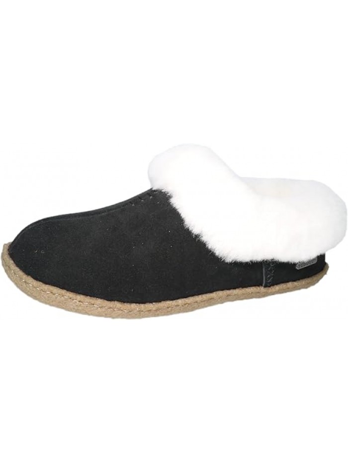 Women's Slippers Genuine Leather Upper Sheepskin Collar Wool Blend Lining Indoor & Outdoor Slip On Loafers Shoes for Women