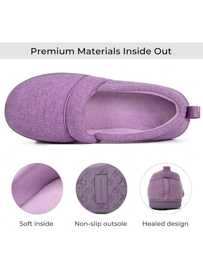 HomeTop Women's Comfy Loafer Slippers Lightweight Memory Foam Non-slip Indoor House Shoes