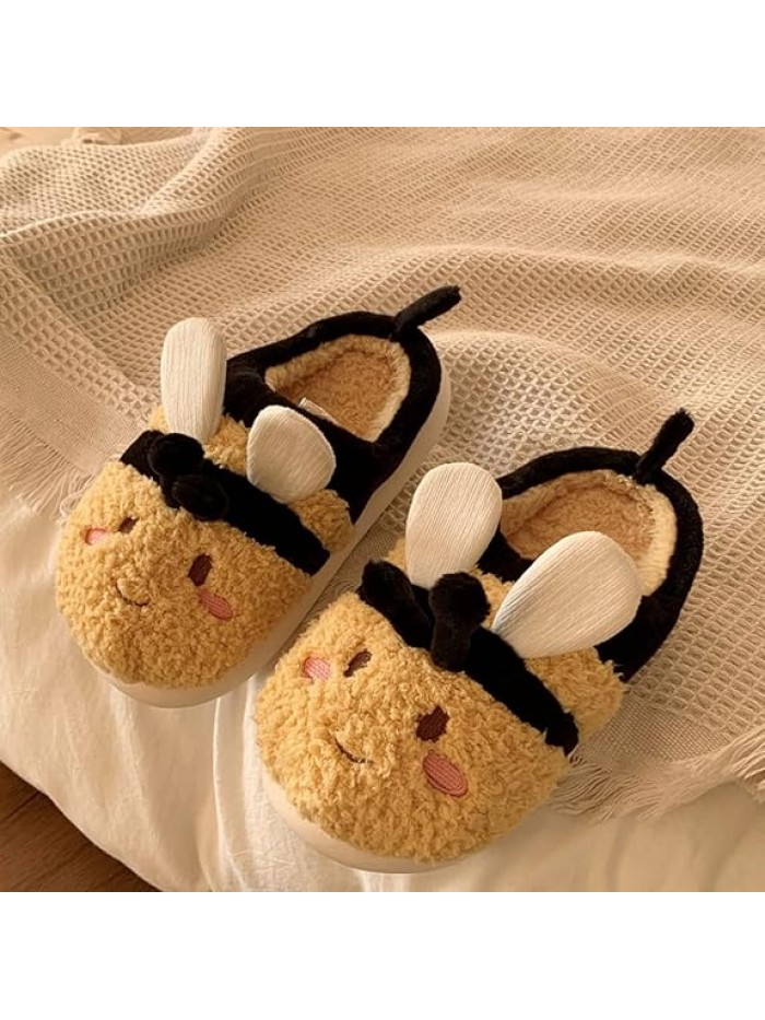 Gaolinci Cartoon Giraffe Cotton Slippers, Winter Indoor Outdoor Slippers for Women