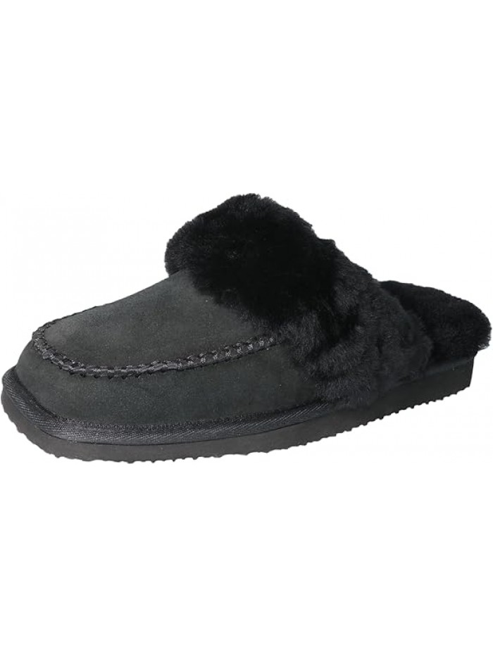 Womens Fluff Memory Foam Slippers Ladies Arch Support Warm Scuff Slippers Slip on Comfy Winter House Shoes with Non-Slip Indoor Outdoor Hard Sole
