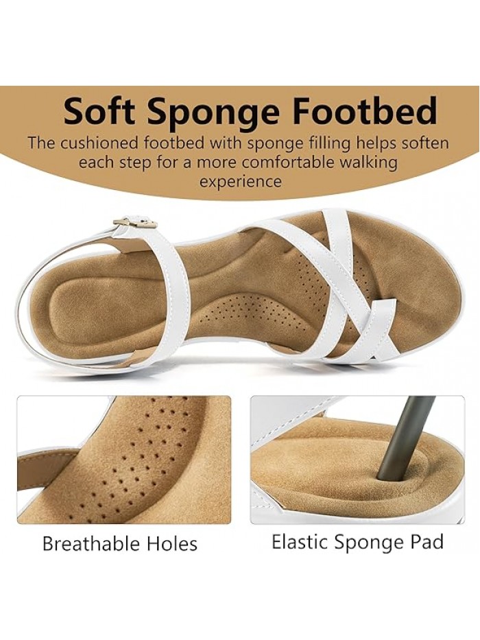 Aomigoct Dressy Womens Wedge Sandals: Comfortable Platform Work Sandals for Women 2026 - Casual Walking Wedding Shoes